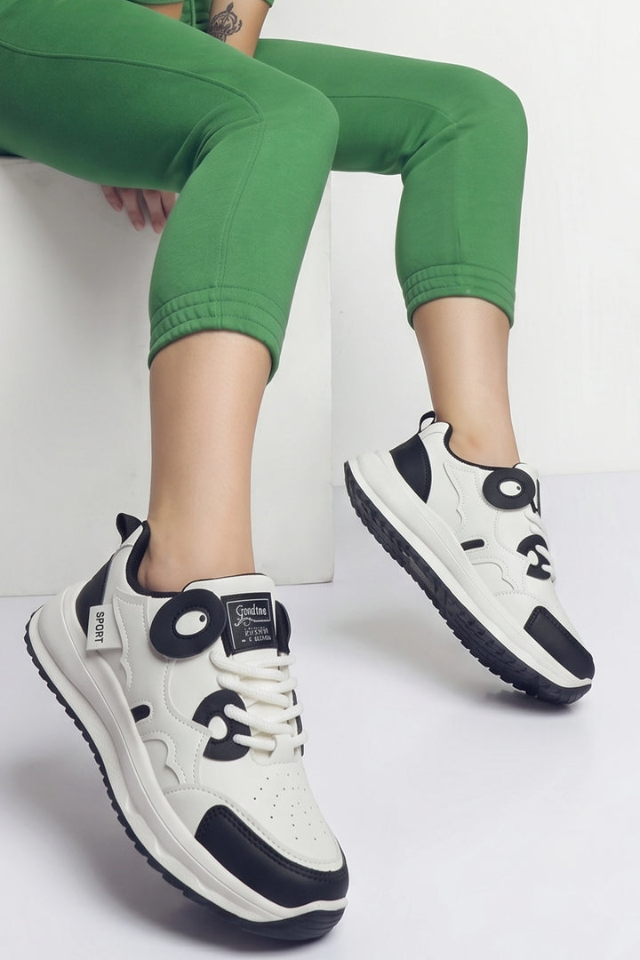 White/Black Casual Sport Jogger Sneakers