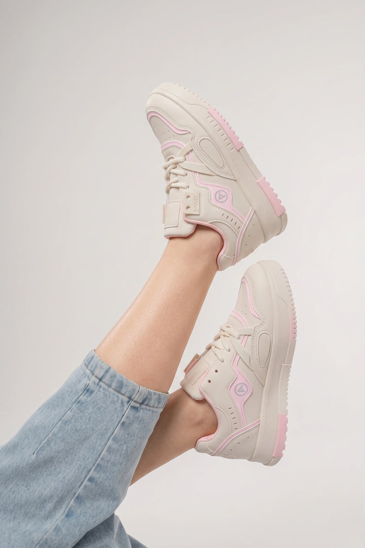 White/Pink Fashion Comfort Sneakers