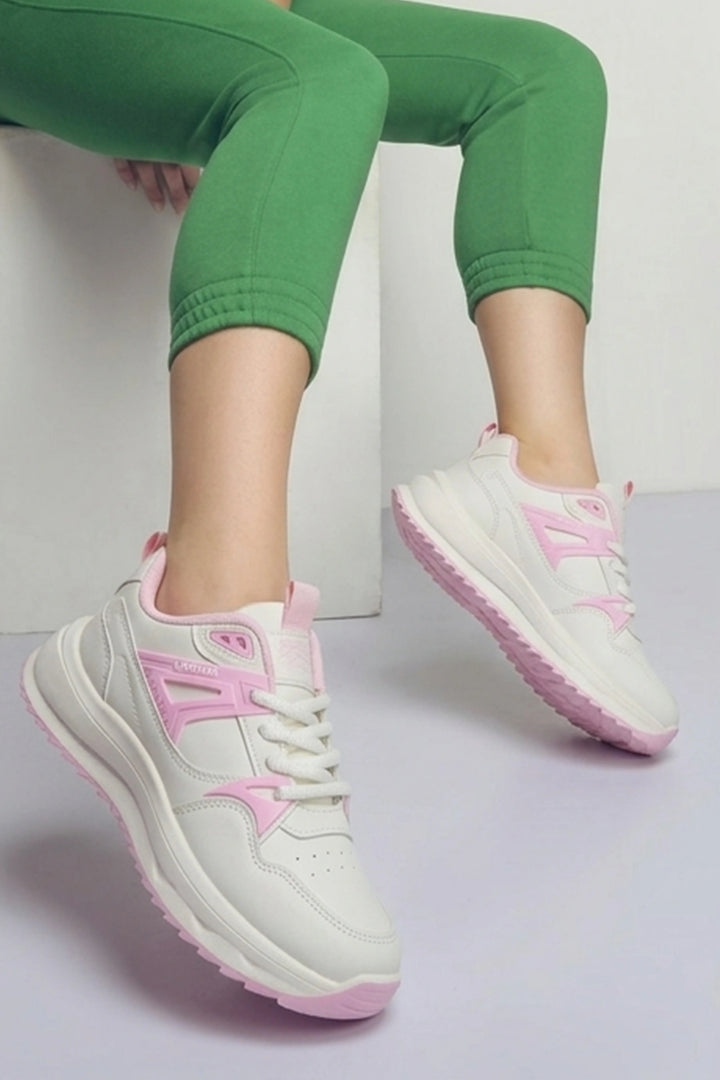 White/Pink Trendy Jogger Sneakers