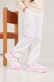 White/Pink Casual Sport Jogger Sneakers