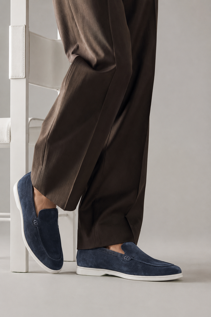 Navy Blue Suede Leather Loafer