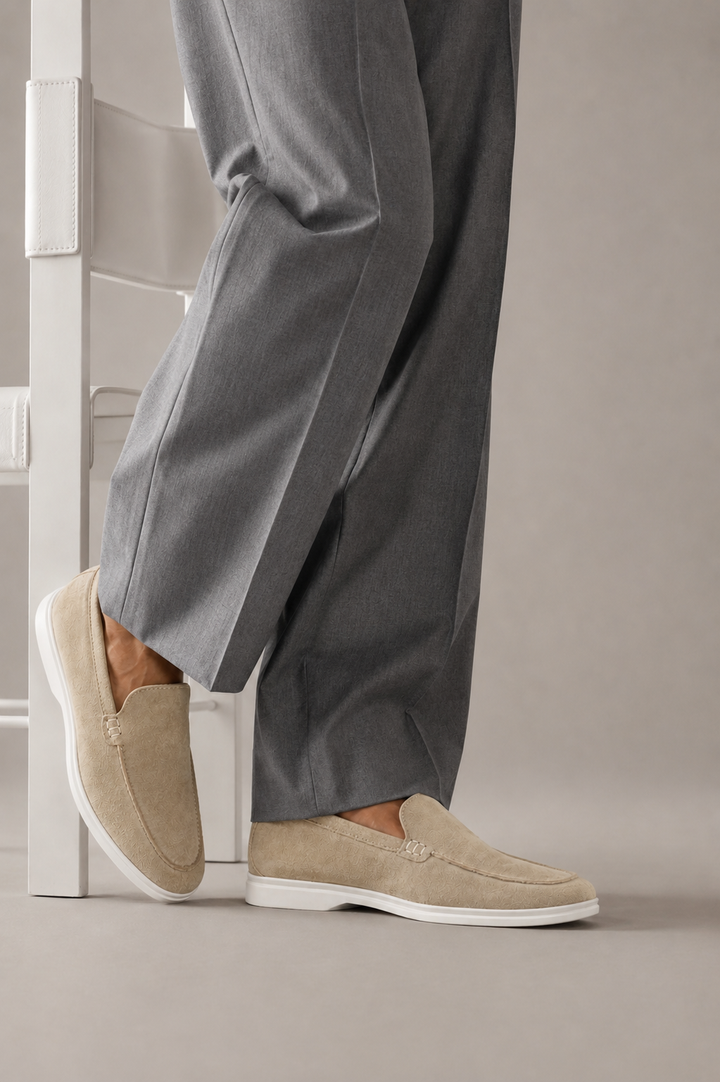 Elegant Beige Suede Leather Loafer