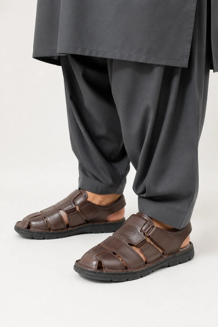 Elegant Dark Brown Comfort Sandal