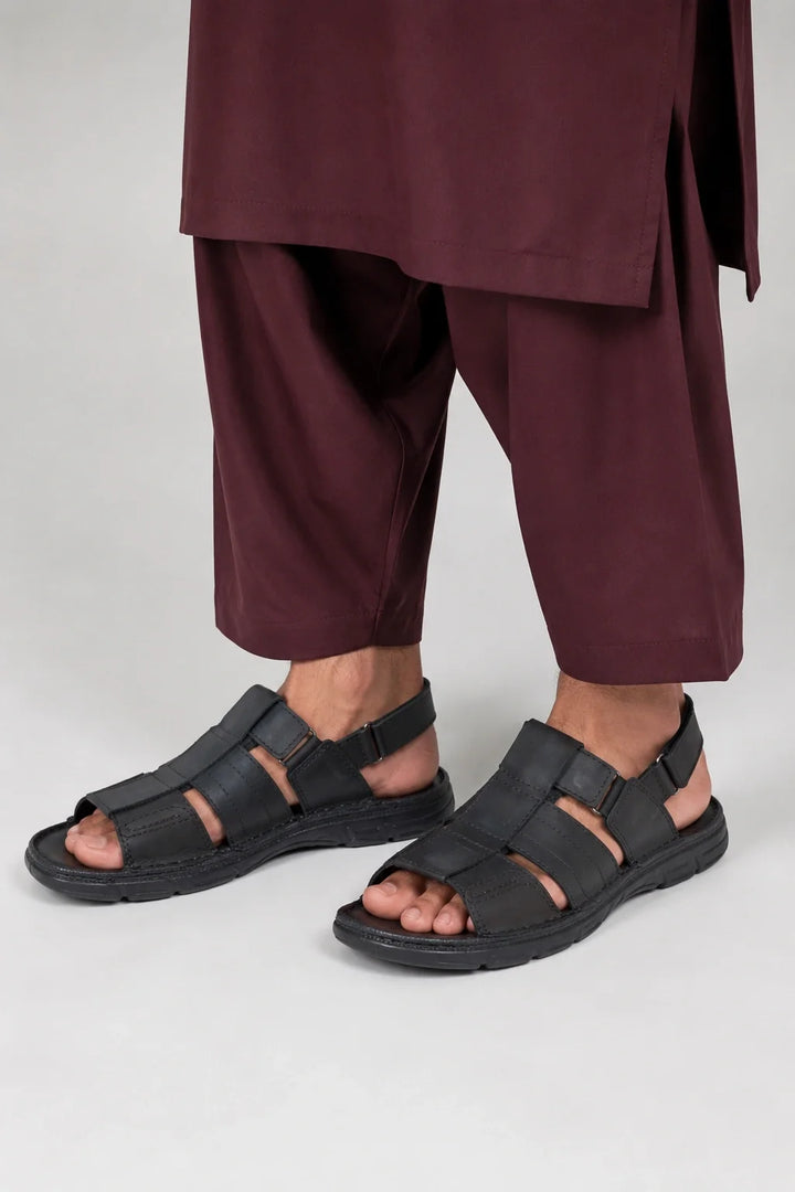 Stylish Nubuck Black Sandal