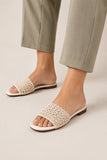 White Woven Flat Slipper for Women
