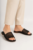 Black Woven Flat Slipper for Women