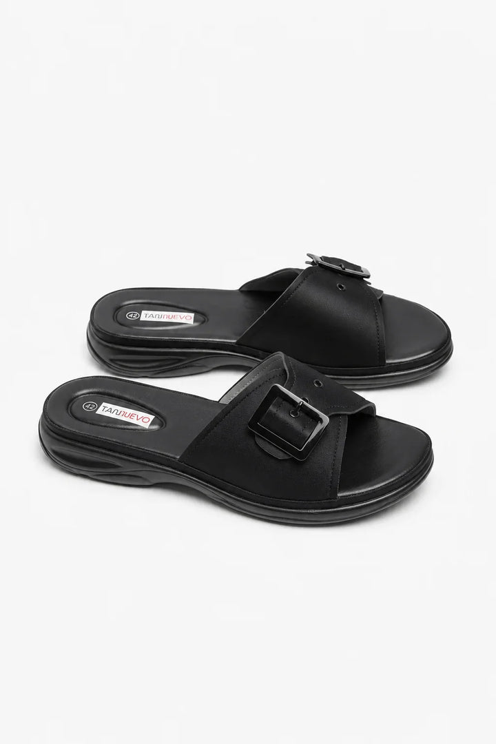 Black Classic PU Medicated Slipper