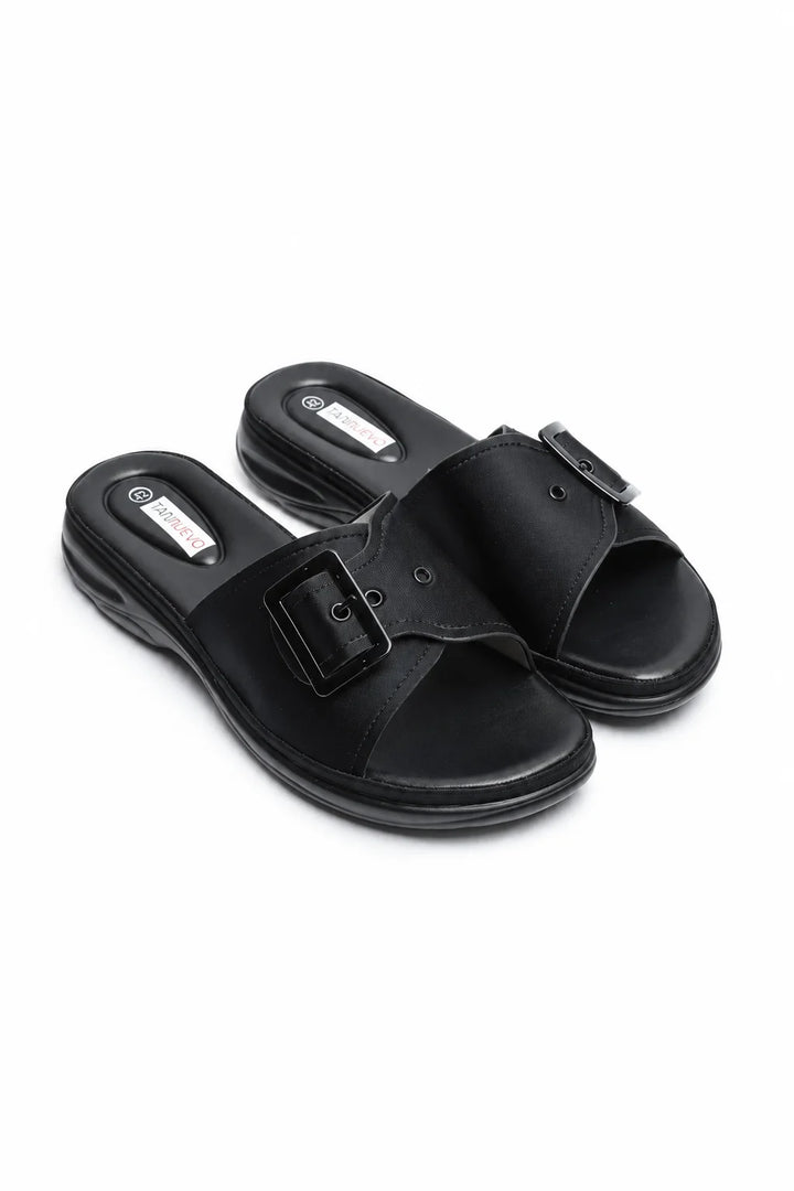 Black Classic PU Medicated Slipper