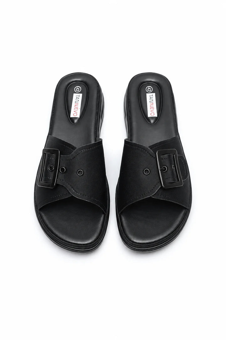 Black Classic PU Medicated Slipper