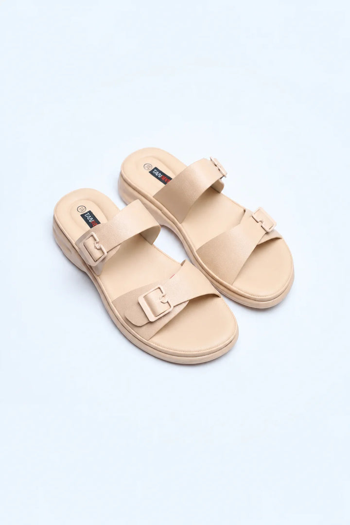 Cream Luxe PU Medicated Slipper