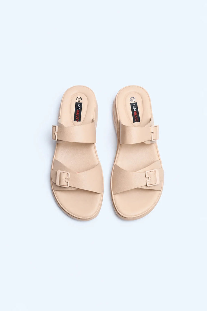 Cream Luxe PU Medicated Slipper