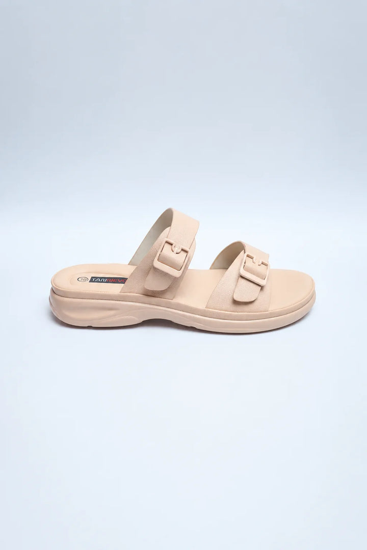 Cream Luxe PU Medicated Slipper
