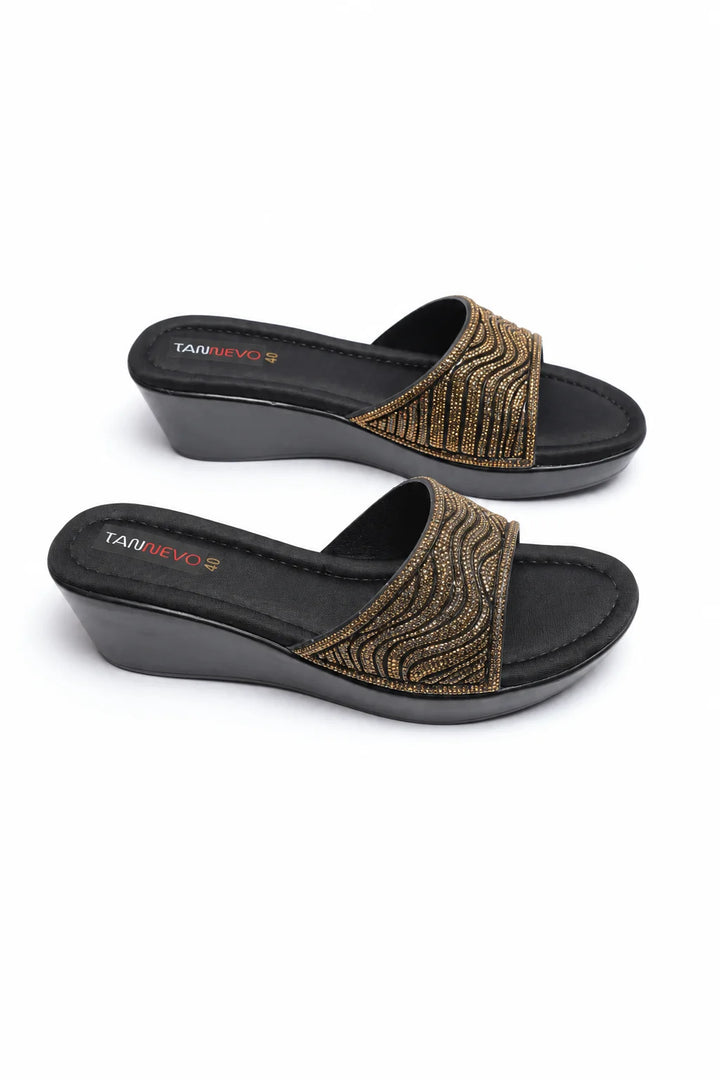Black Minimal PU Medicated Slipper