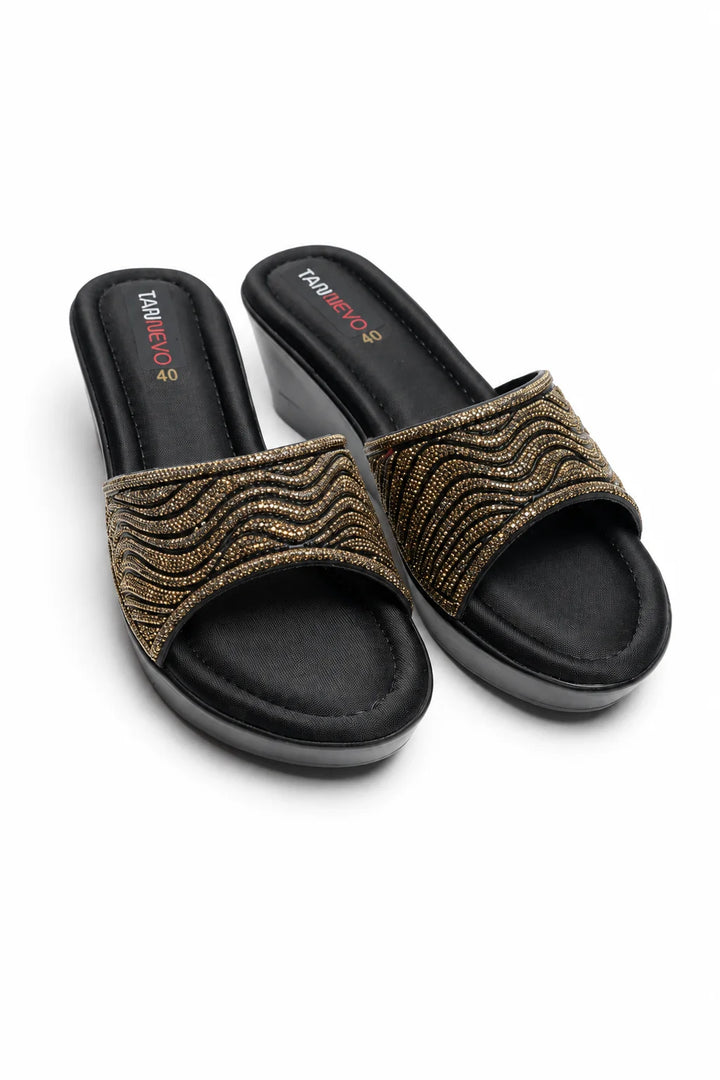 Black Minimal PU Medicated Slipper