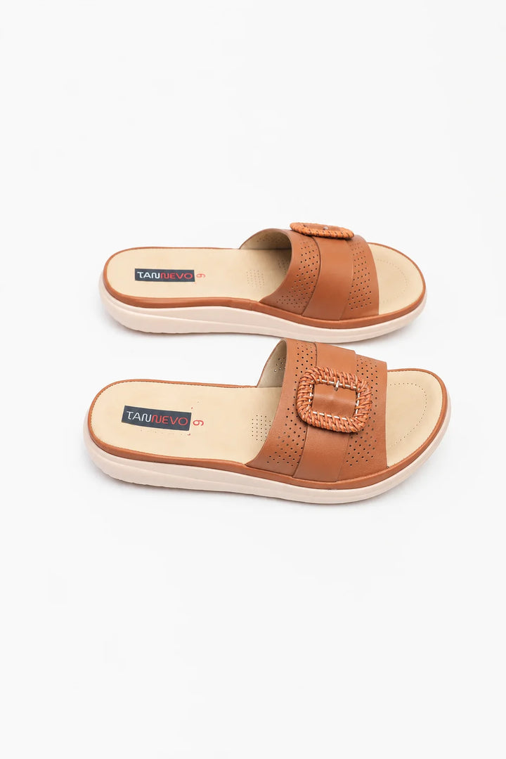 Brown Elegant PU Medicated Slipper