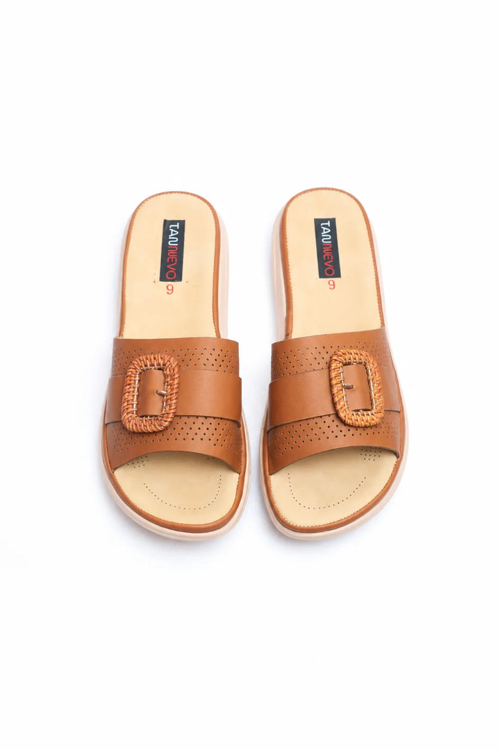 Brown Elegant PU Medicated Slipper