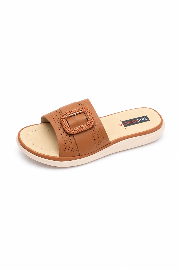 Brown Elegant PU Medicated Slipper