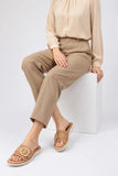 Cream Elegant PU Medicated Slipper