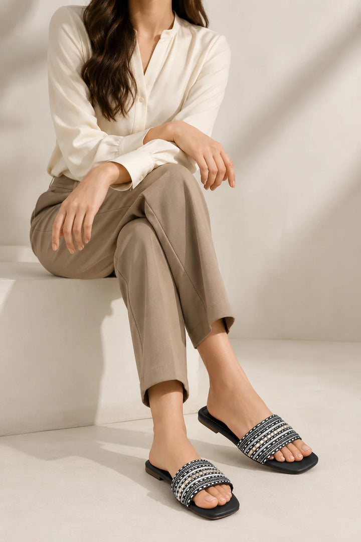 Modern Black Flat Slipper