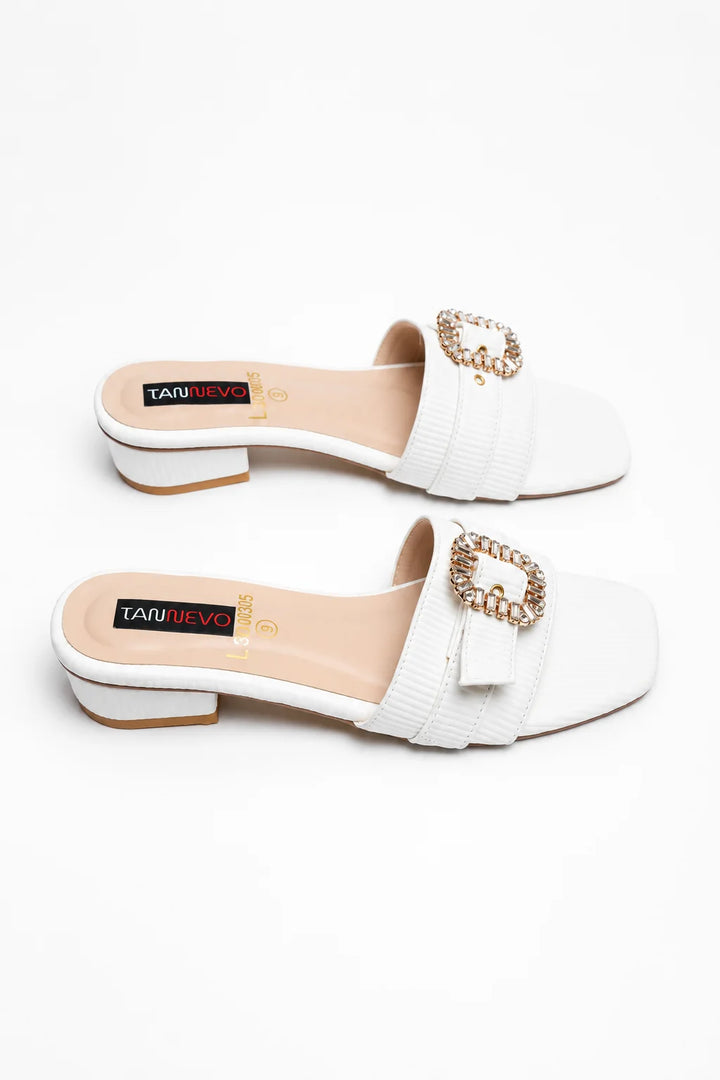 Sophisticated White Leather Open Slipper