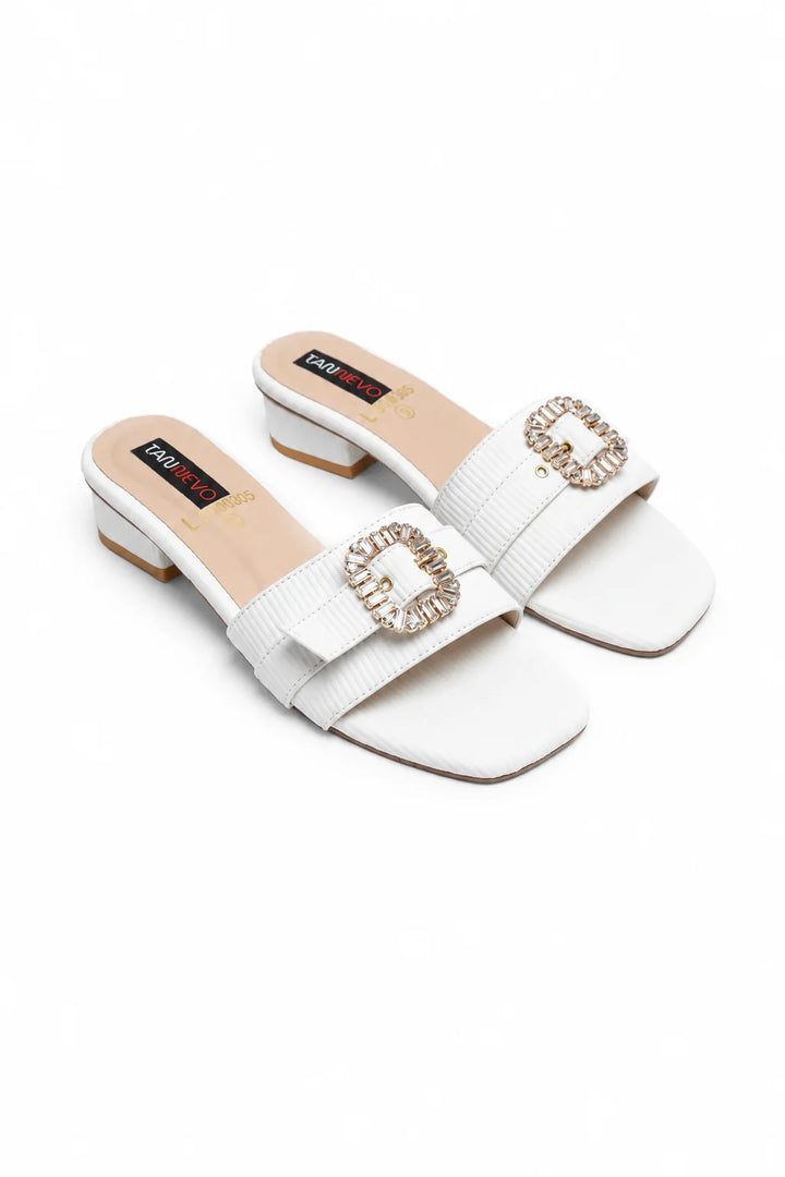 Sophisticated White Leather Open Slipper