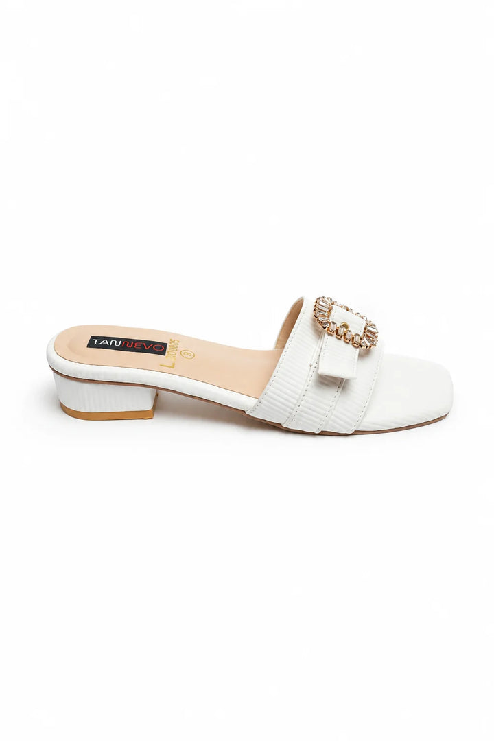 Sophisticated White Leather Open Slipper