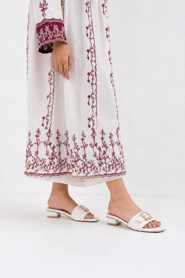Sophisticated White Leather Open Slipper