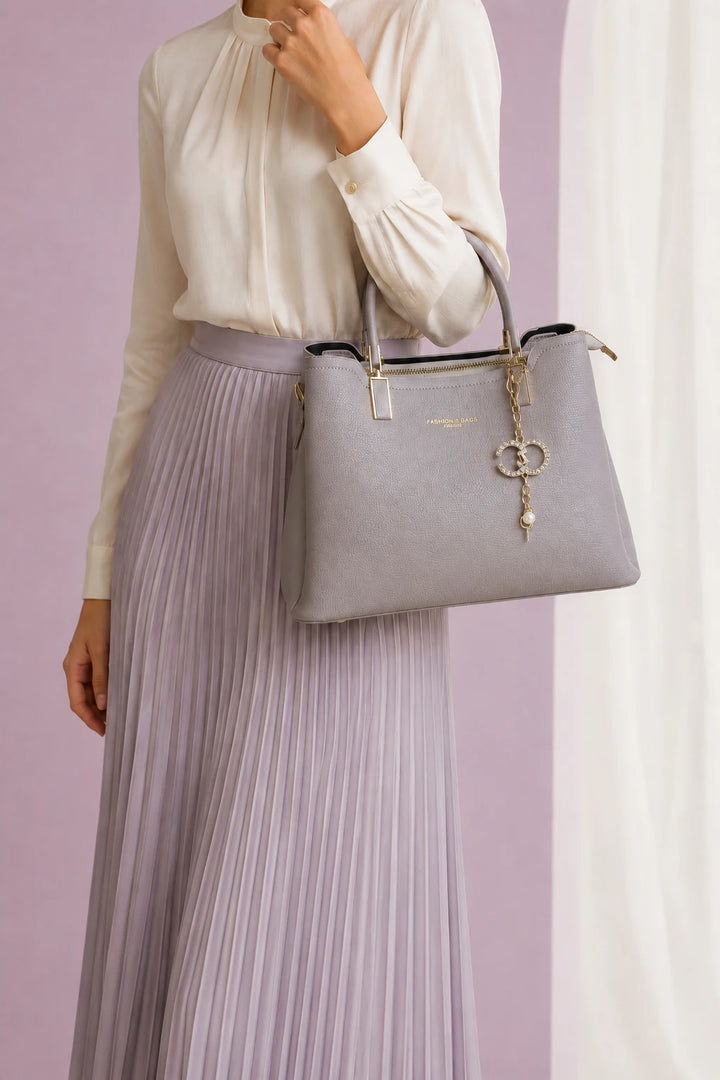 Grey Elegant Carry Handbag