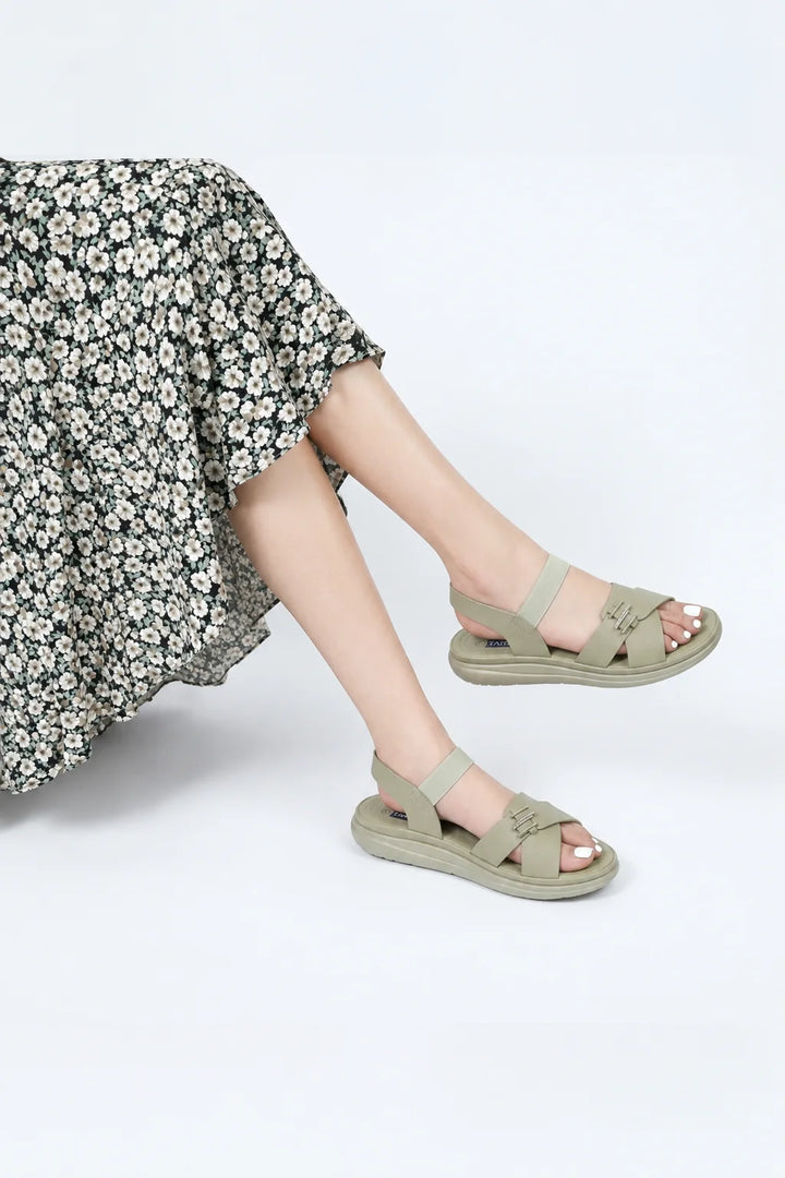 Green Modern PU Sandal Medicated