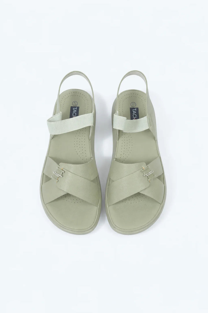 Green Modern PU Sandal Medicated