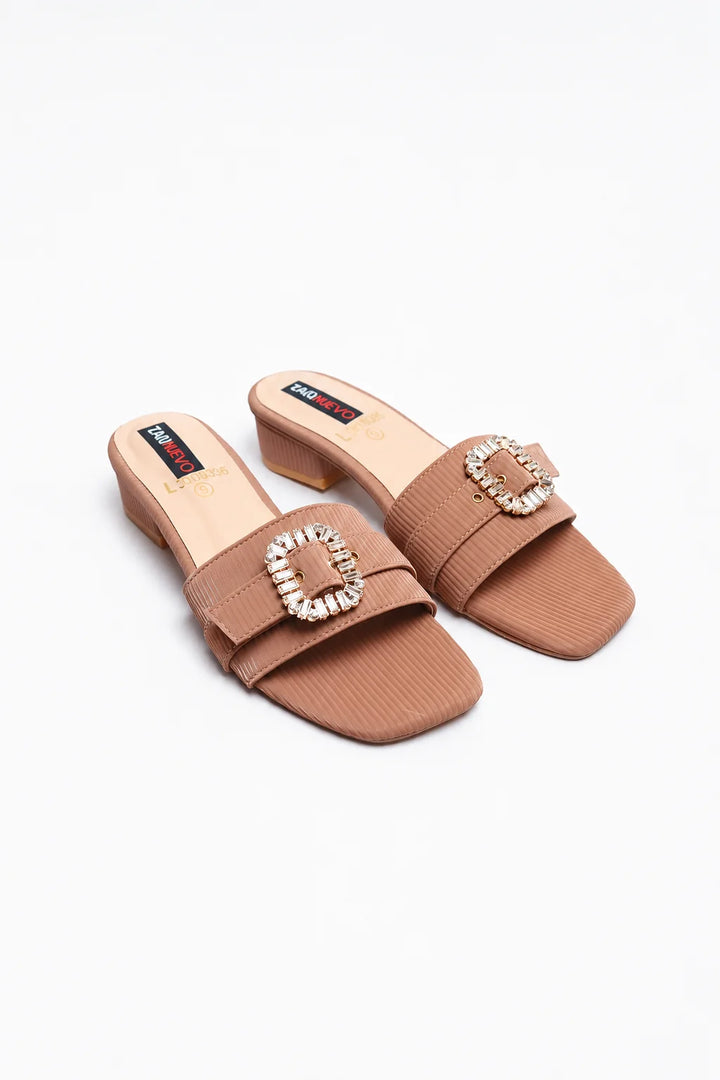 Sophisticated Pink Leather Open Slipper