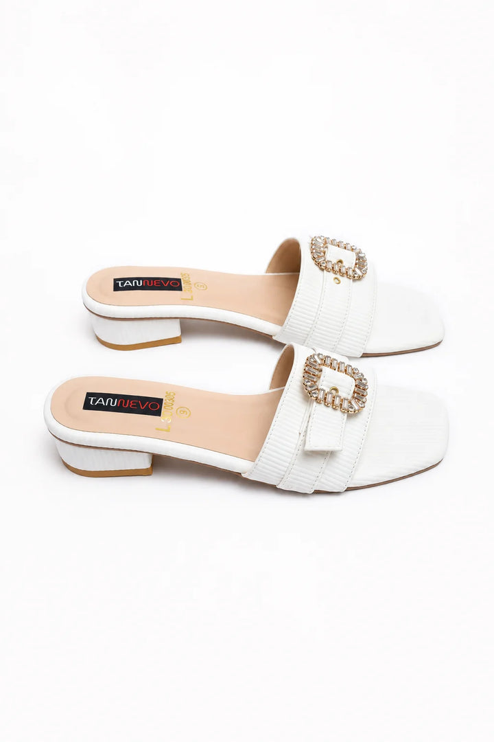 Sophisticated White Leather Open Slipper