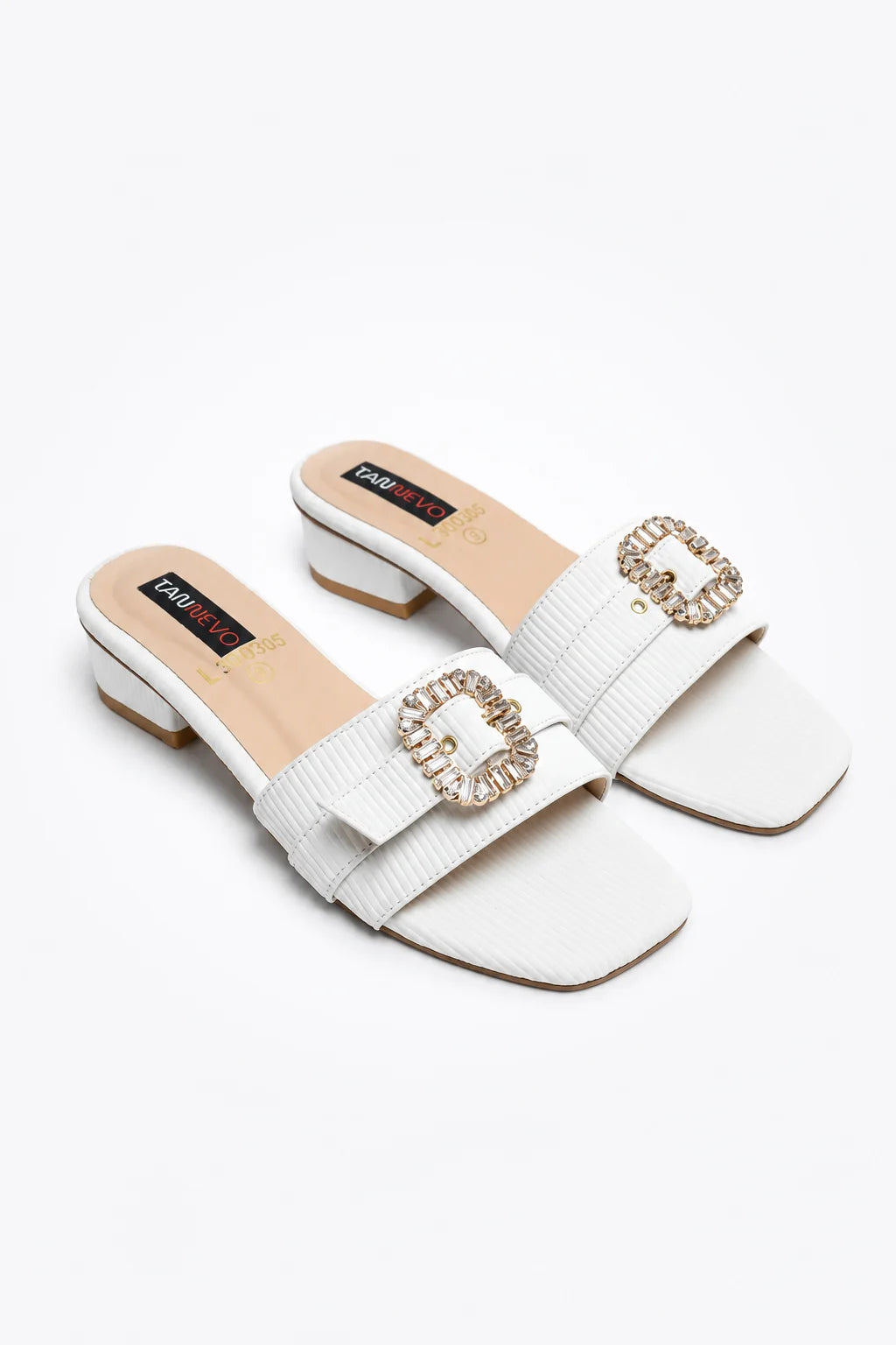 Sophisticated White Leather Open Slipper