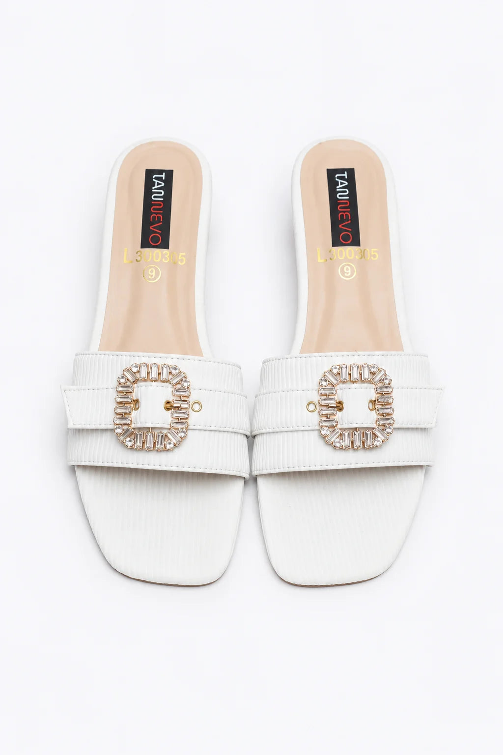 Sophisticated White Leather Open Slipper