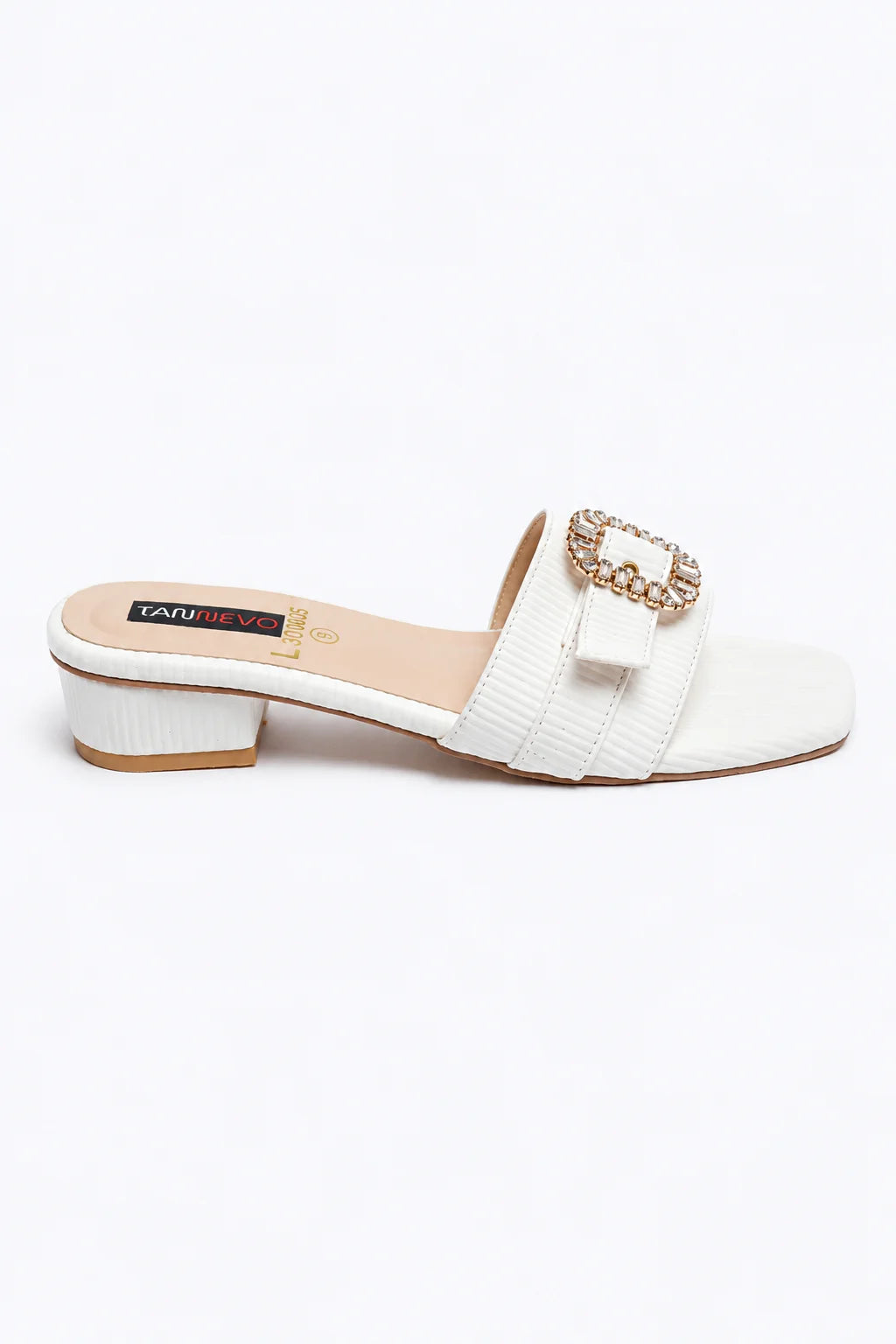 Sophisticated White Leather Open Slipper