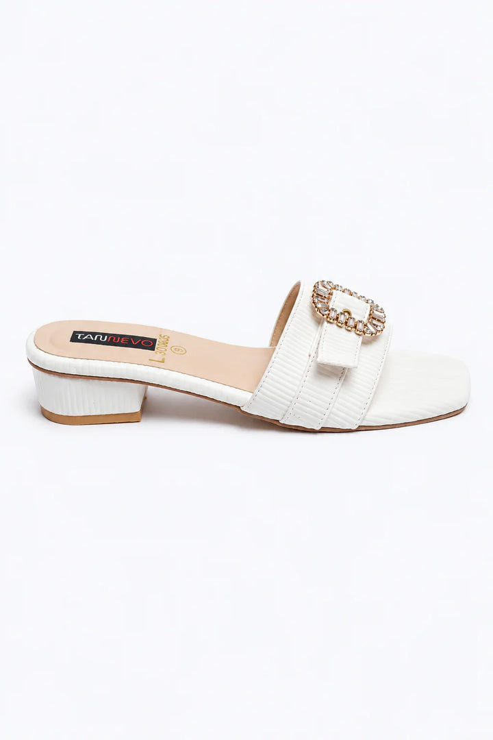 Sophisticated White Leather Open Slipper