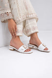 Sophisticated White Leather Open Slipper