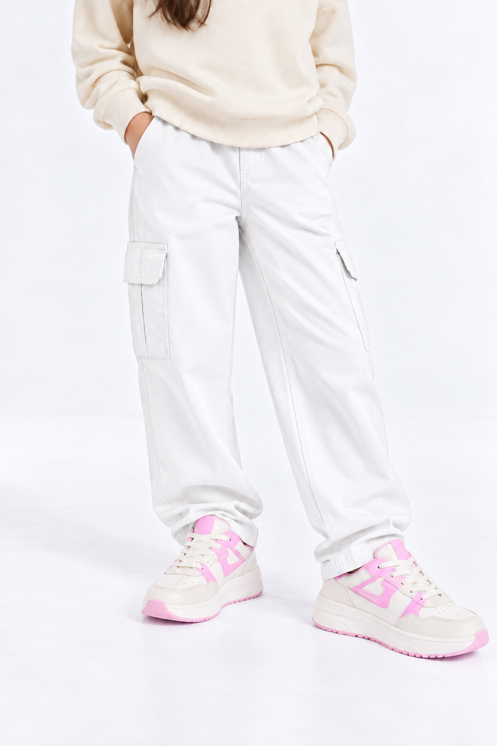 White/Pink Trendy Jogger Sneakers
