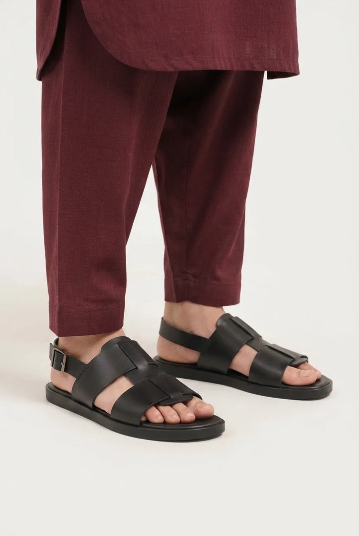 Classic Black Leather Sandal