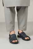 Stylish Nubuck Black Leather Sandal