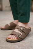 Stylish Nubuck Expresso Leather Slipper