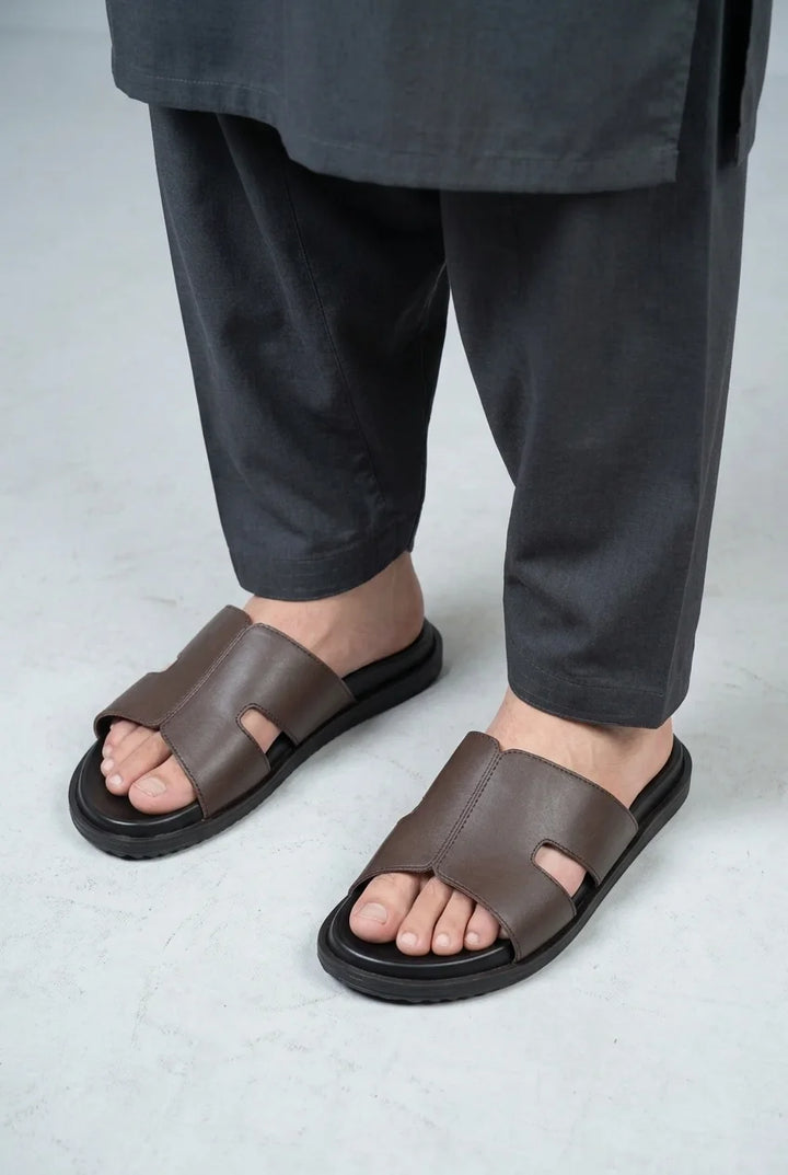 Elegant Dark Brown Genuine Comfort Leather Slipper