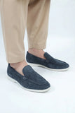 Navy Blue Suede Leather Boat Loafer