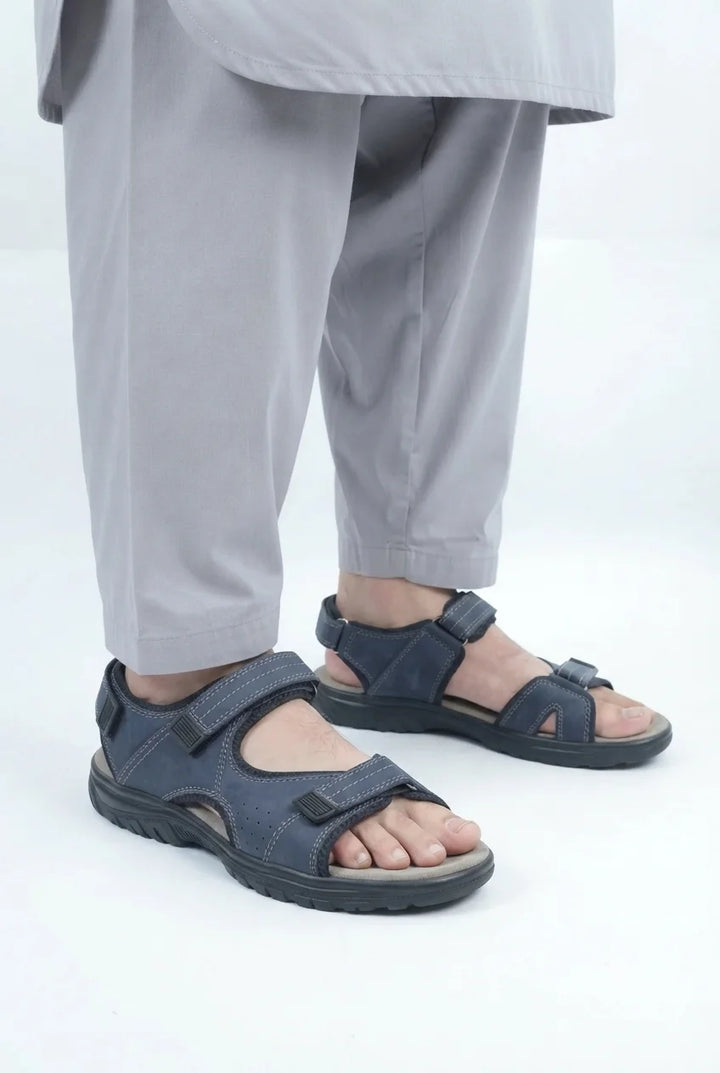 Nubuck Leather Navy Blue Sandal