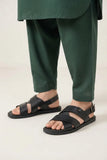 Modern Black Comfort Leather Sandal