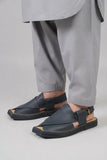 Black/Skin Kaptan Classic Traditional Leather Chappal