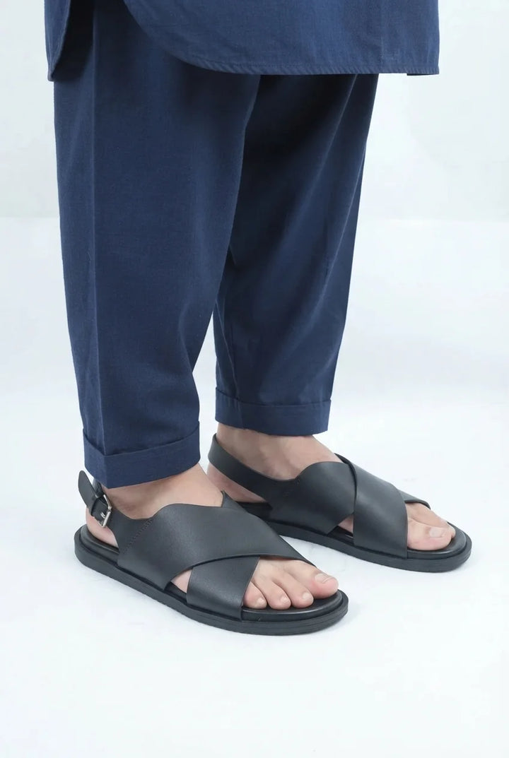 Black Backstrap Leather Sandal