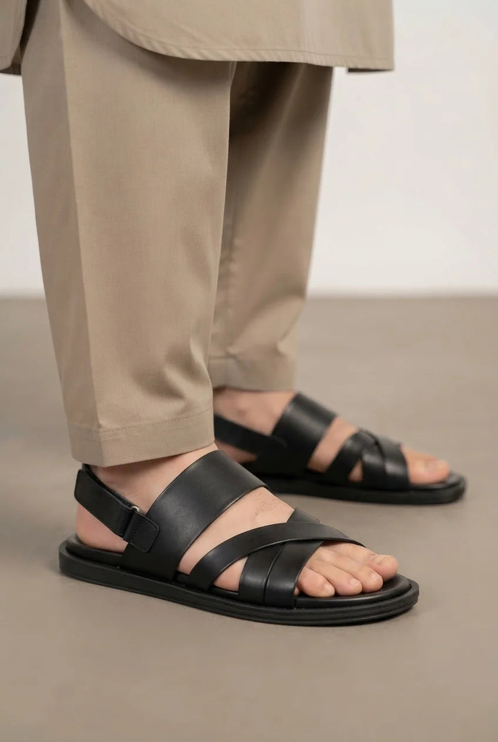 Luxury Black Leather Sandal