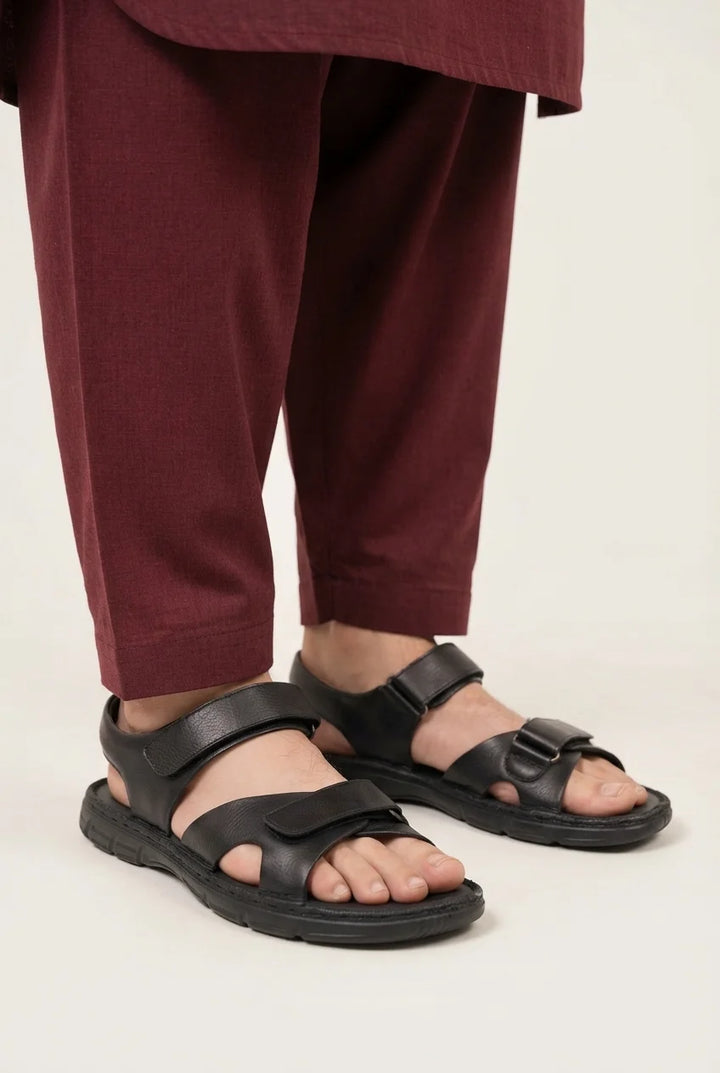 Premium Black Leather Sandal