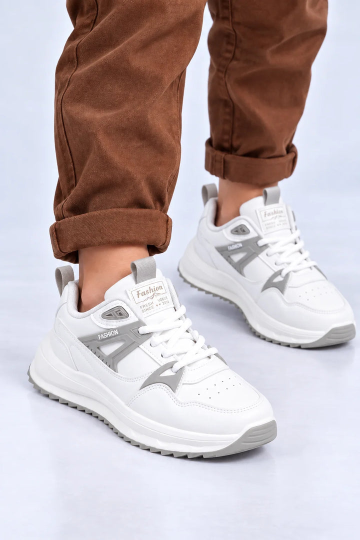 White/Mashroom Modern Lifestyle Jogger Sneakers